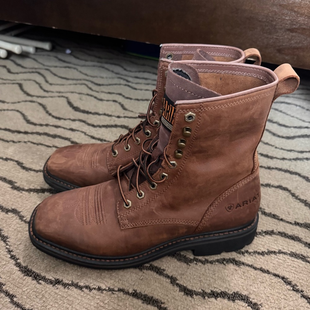 Ariat Brown Leather Boots High-Top Durable